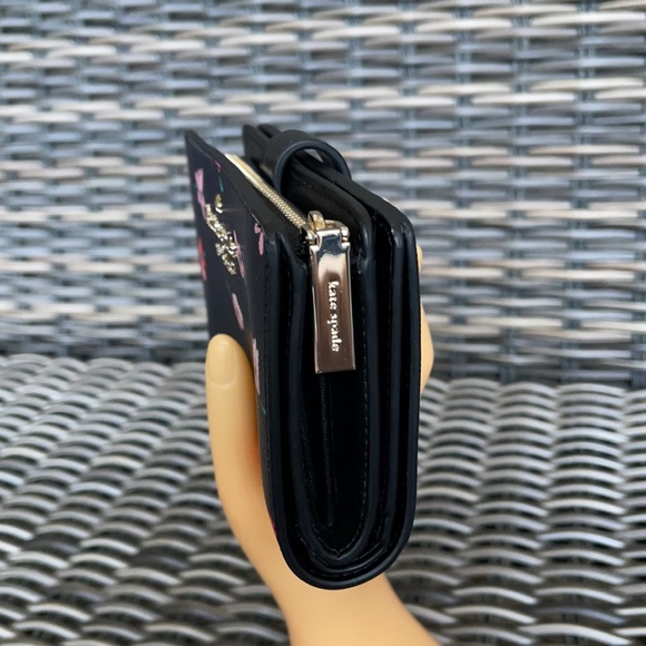 Kate Spade Staci Ditsy Buds Medium Compact Bifold Wallet wlr00608 Black Multi - Picture 5 of 16